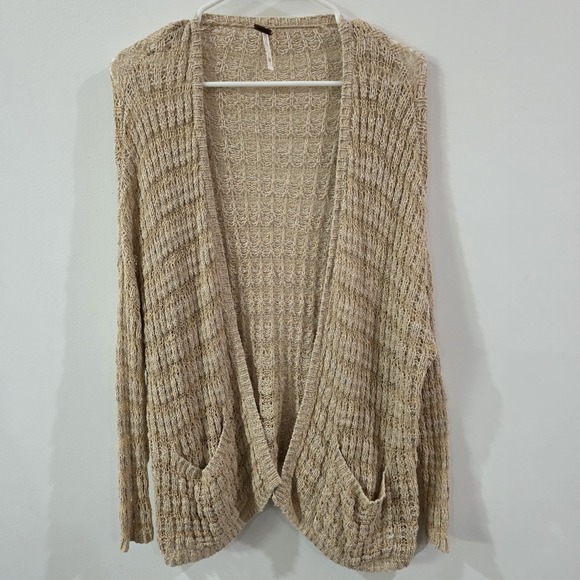 Free People Sweaters - Free People Womens Cardigan Xs Lace Open Knit Sheer Beige Beach Minimalist